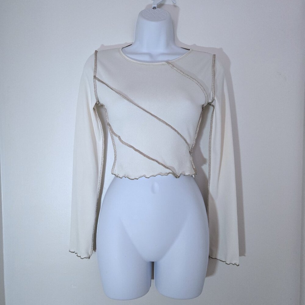 AsYou Made in the UK Stitching Lettuce Trim Crop Top